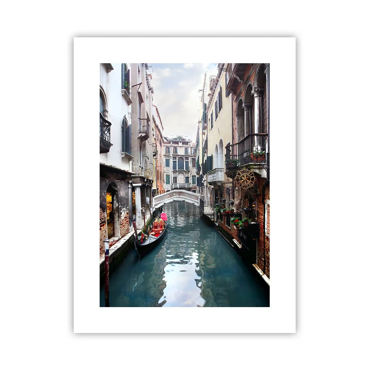 Pôster - Paisagem veneziana com gôndola e ponte - 30x40 cm