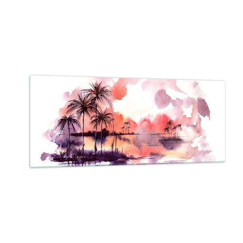 Quadro em vidro - A tranquilidade dos trópicos em vermelho - 100x40 cm