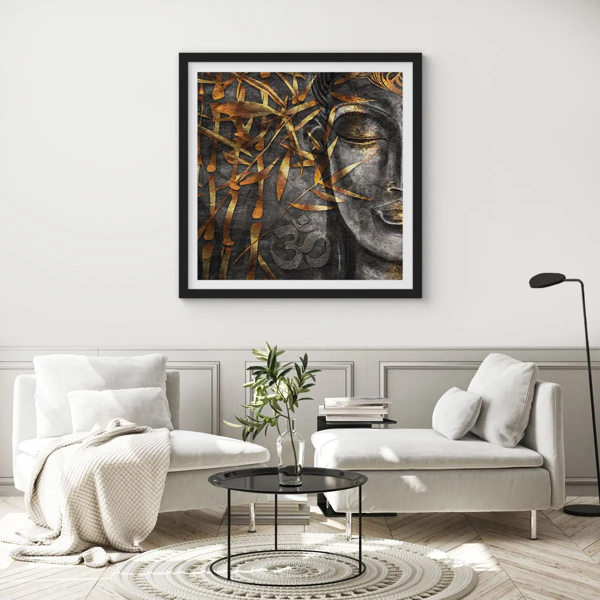 Pôster com moldura preta - Sinta a paz - 40x40 cm