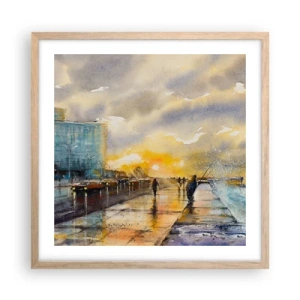 Pôster com moldura de carvalho claro - A vida na costa - 50x50 cm