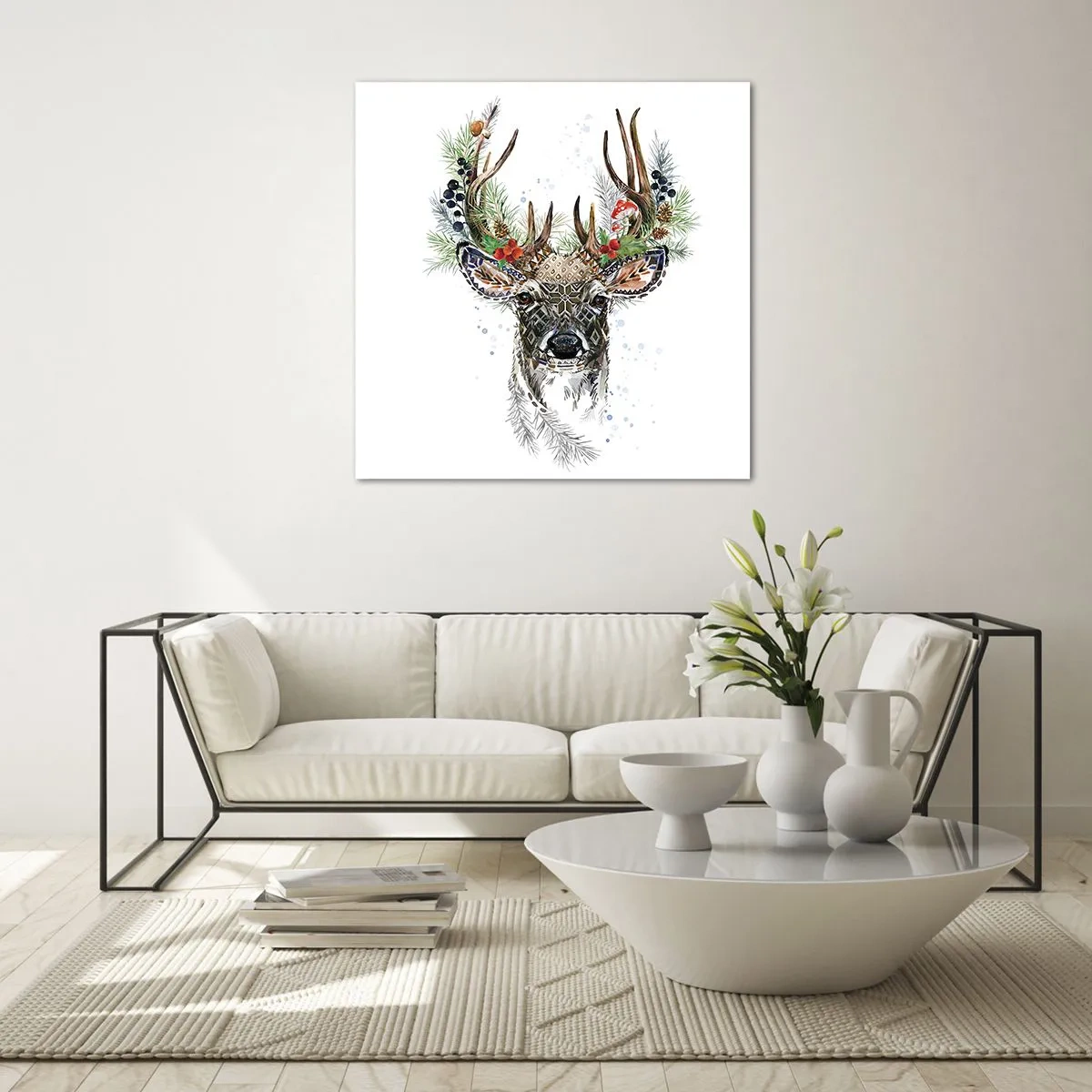 Quadro em vidro - Num manto festivo - 60x60 cm