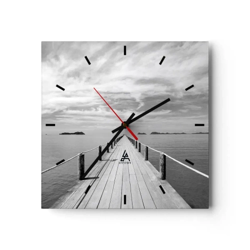 Relógio de parede - Relógio em vidro - Talvez uma viagem... - 40x40 cm