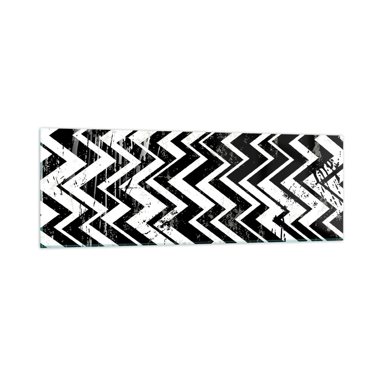 Quadro em vidro - Zig-branco, zag-preto - 90x30 cm