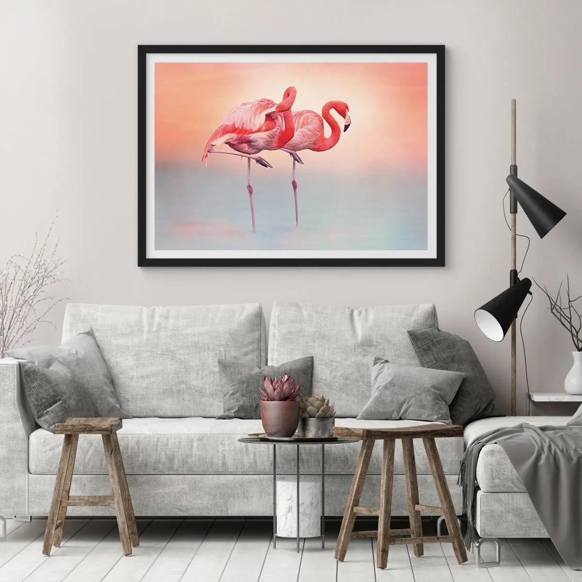 Pôster com moldura preta - Na cor do sol poente - 70x50 cm