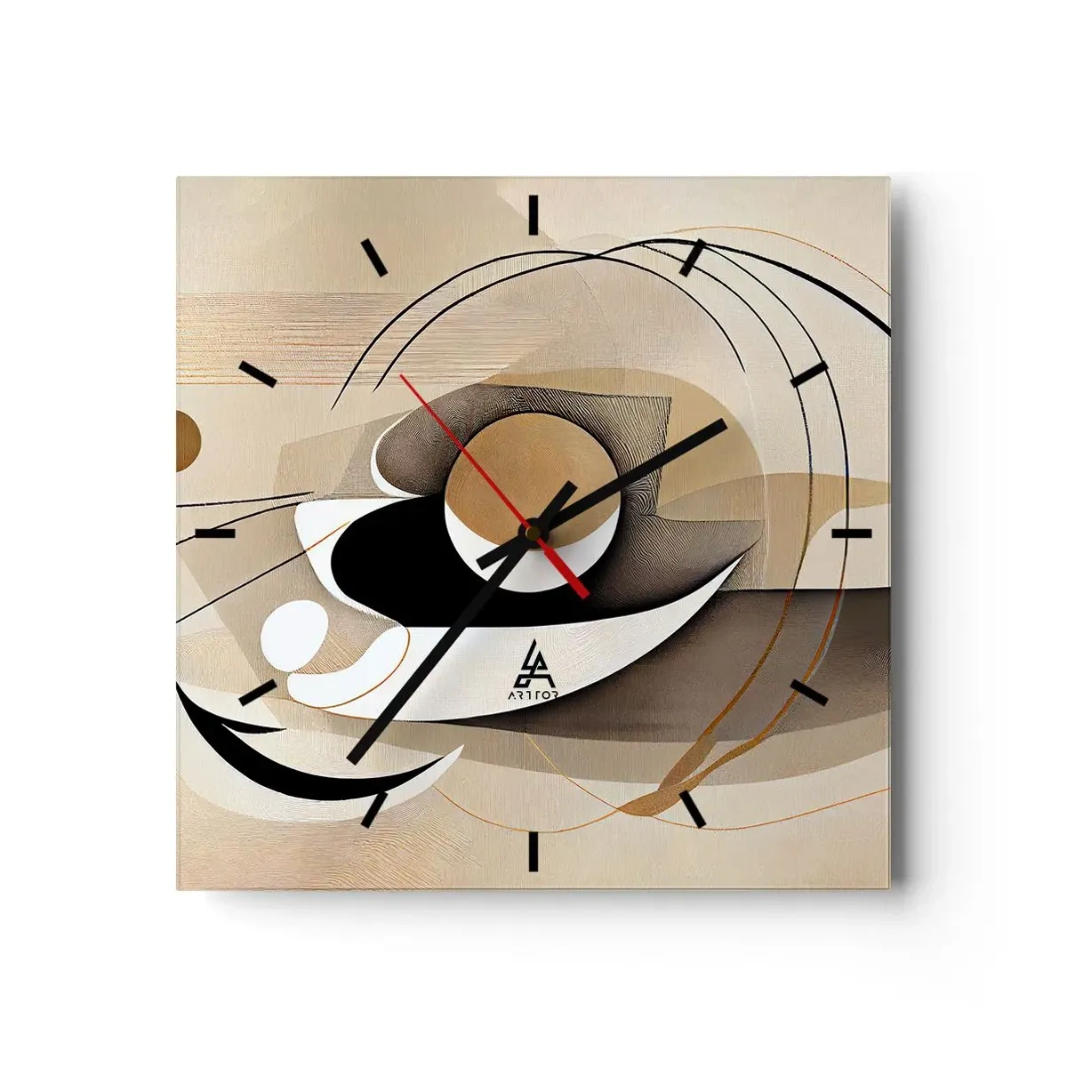 Relógio de parede - Relógio em vidro - Composição: a essência da palavra - 40x40 cm