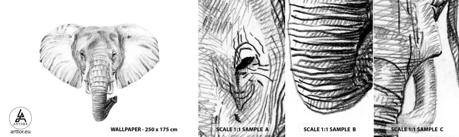 Amostra de Papel de Parede Standard Eco - Havia um elefante, grande como um elefante - Animais, Elefante, Gráficos - 100x30 cm