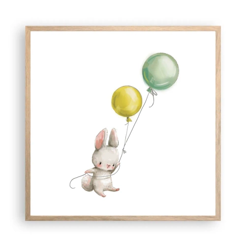 Pôster com moldura de carvalho claro - Também quero voar! - 60x60 cm