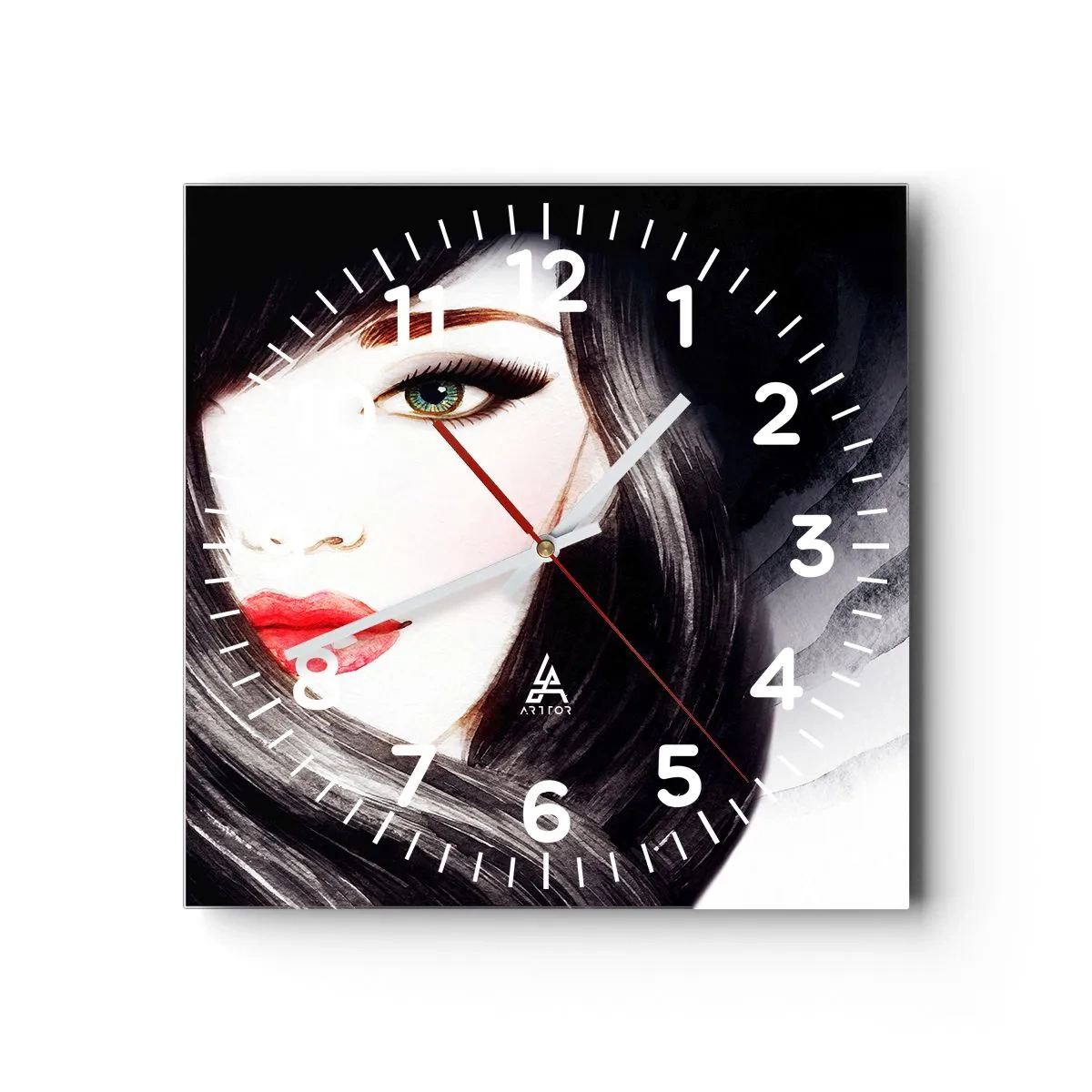 Relógio de parede - Relógio em vidro - Olhar de safira - 30x30 cm