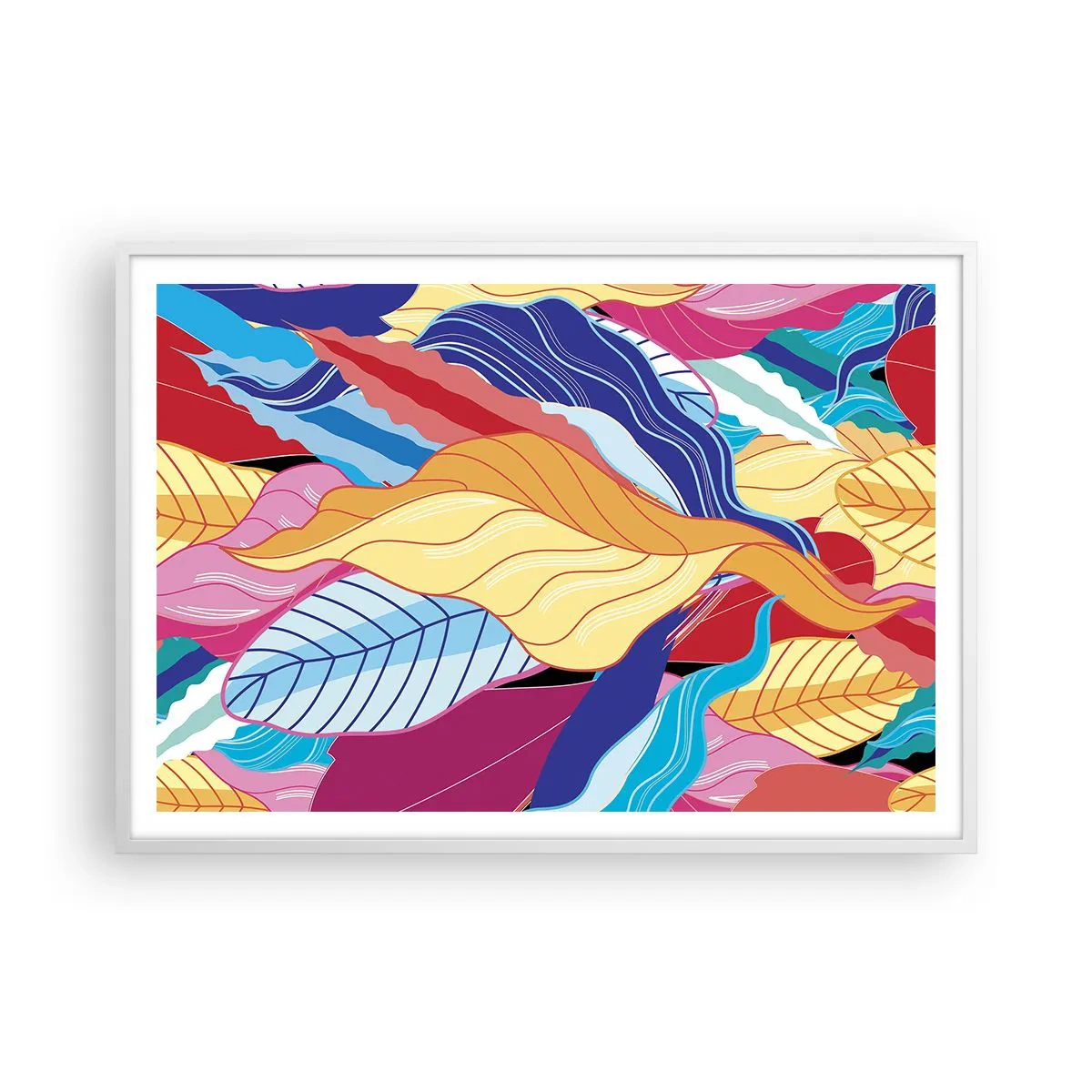 Pôster em moldura branca - Bagunça colorida - 100x70 cm