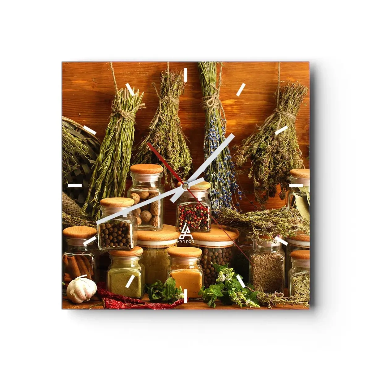 Relógio de parede - Relógio em vidro - Magias da cozinha - 30x30 cm