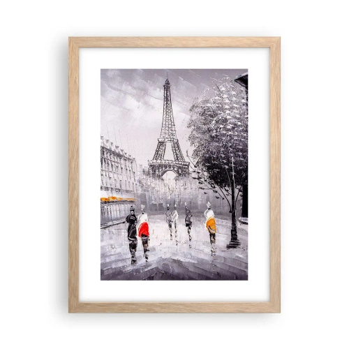 Pôster com moldura de carvalho claro - Passeio em Paris - 30x40 cm