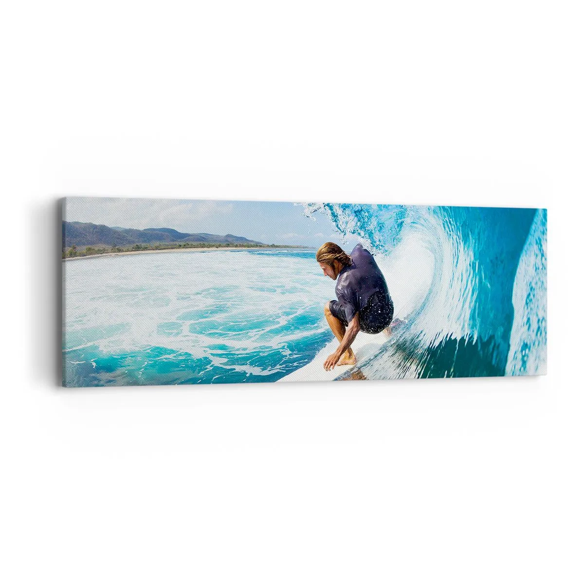 Quadro em tela - Dançando com as ondas - 90x30 cm