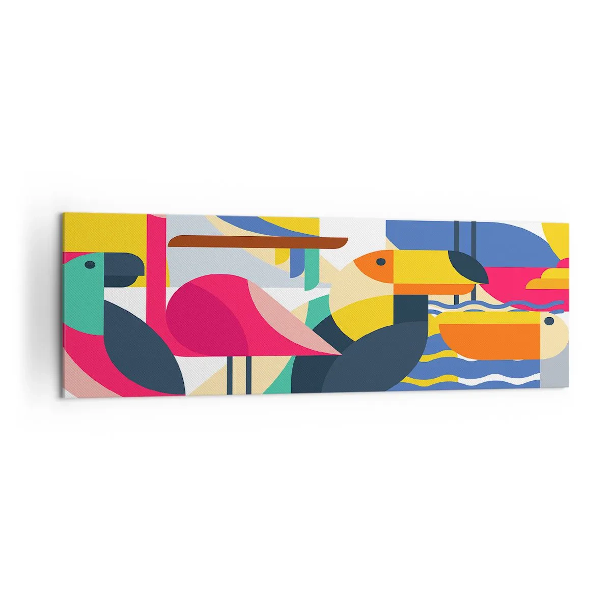 Quadro em tela - A festa dos pássaros - 160x50 cm