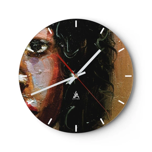 Relógio de parede - Relógio em vidro - Preto e brilho - 40x40 cm