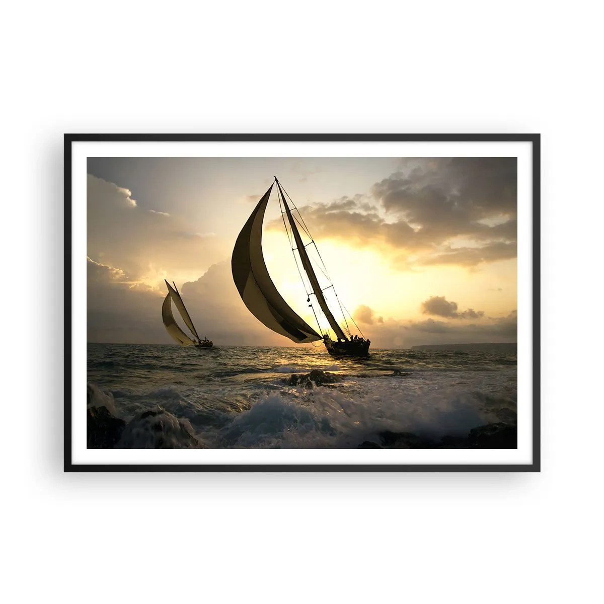 Pôster com moldura preta - Com o vento e contra o vento - 100x70 cm