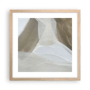 Pôster com moldura de carvalho claro - Uma onda de branco - 40x40 cm