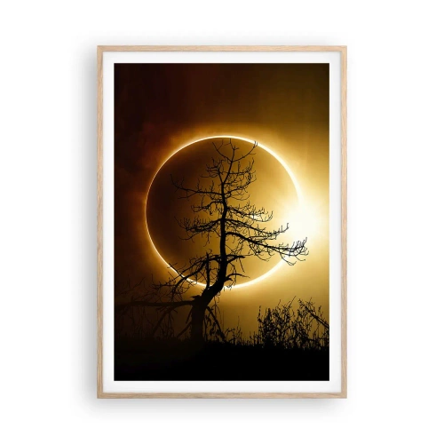 Pôster com moldura de carvalho claro - Eclipse total - 70x100 cm