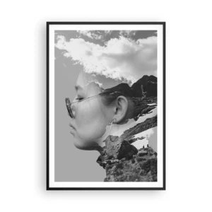 Pôster com moldura preta - Retrato das montanhas e da nuvem - 70x100 cm