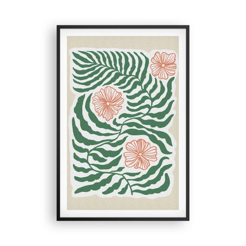 Pôster com moldura preta - Florescendo em verde - 61x91 cm