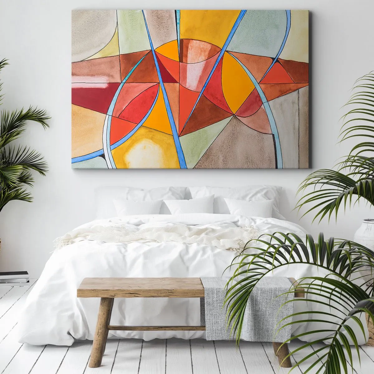 Quadro em tela - Uma composição abstrata em cores geométricas vivas. - 70x50cm - Carrossel, carrossel dos sonhos - Decoração de parede moderna para a sala de estar e quarto ARTTOR