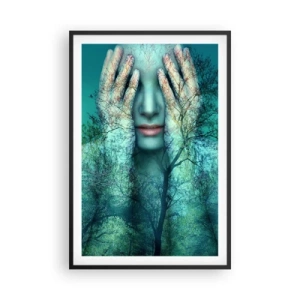 Pôster com moldura preta - Imersa em azul - 61x91 cm