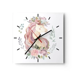 Relógio de parede - Relógio em vidro - Um convite ao mundo dos contos de fadas - 30x30 cm