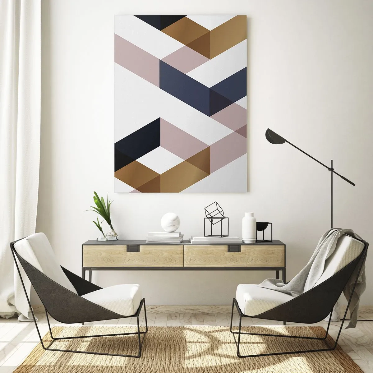 Quadro em vidro - Planos e ângulos - 50x70 cm
