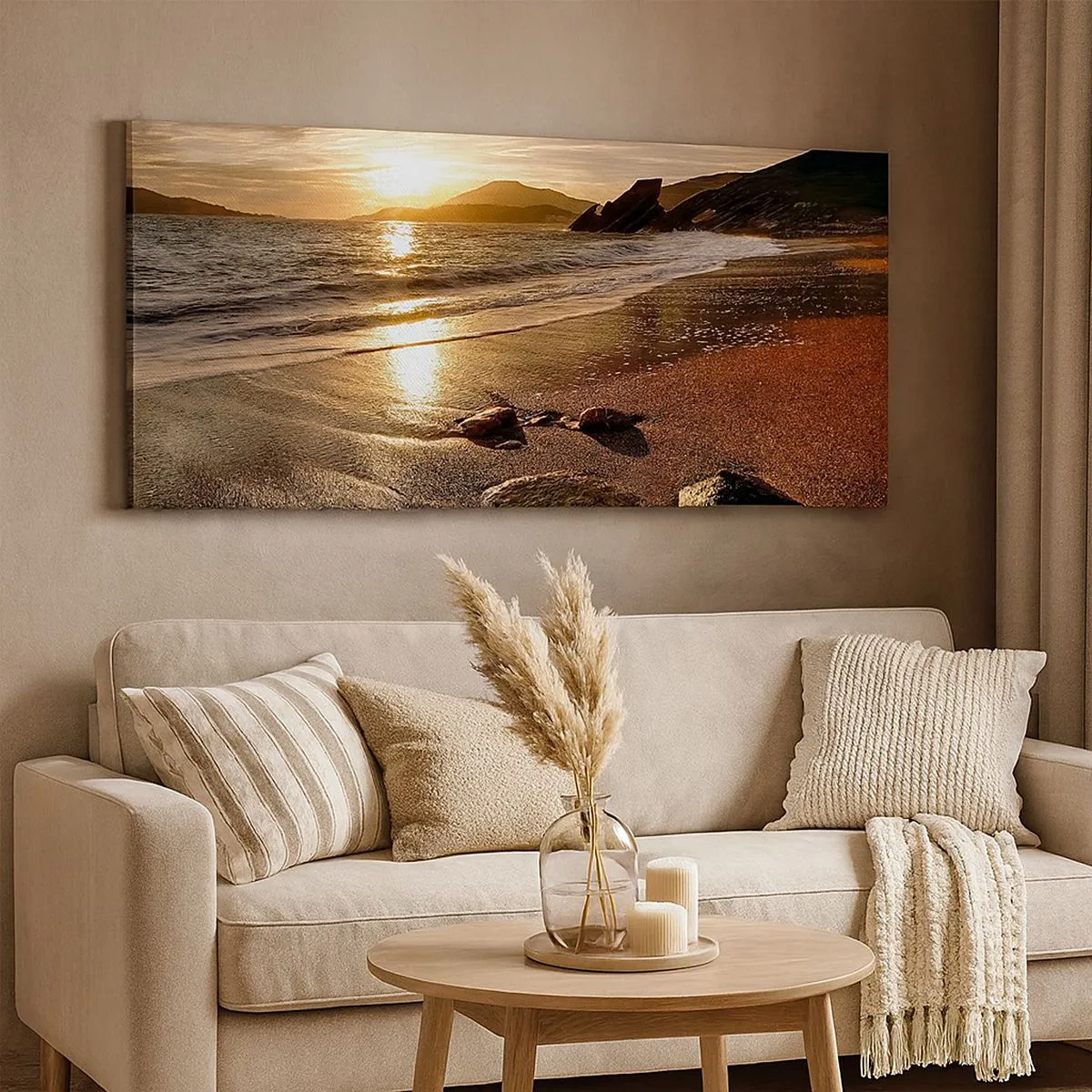 Quadro em tela - Siga o sol em direção às colinas - 100x40 cm