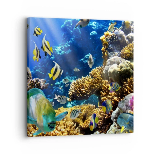 Quadro em tela - Tráfego intenso no percurso de férias - 30x30 cm