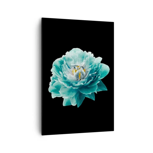 Quadro em tela - Pétalas azuis e douradas - 70x100 cm