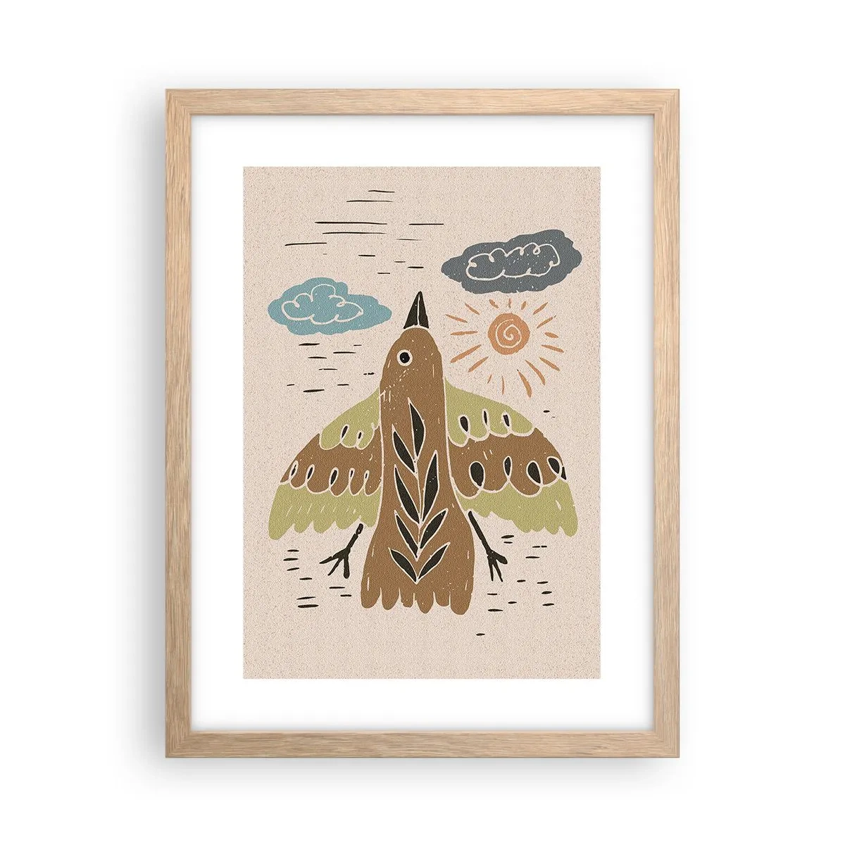 Pôster com moldura de carvalho claro - Bom vôo - 30x40 cm