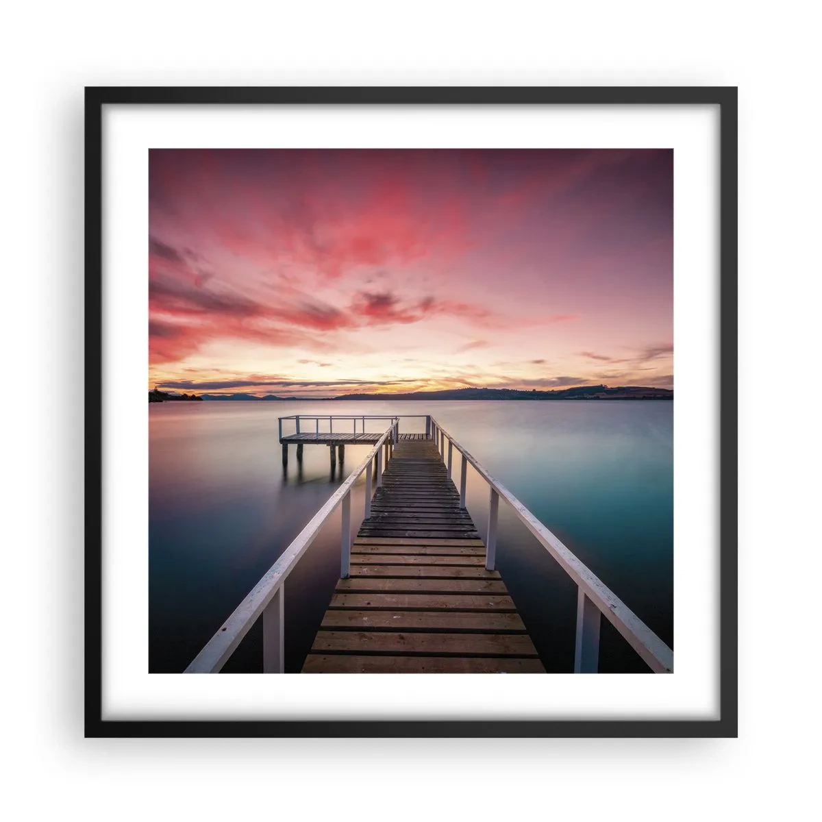 Pôster com moldura preta - A chama suave da noite - 50x50 cm