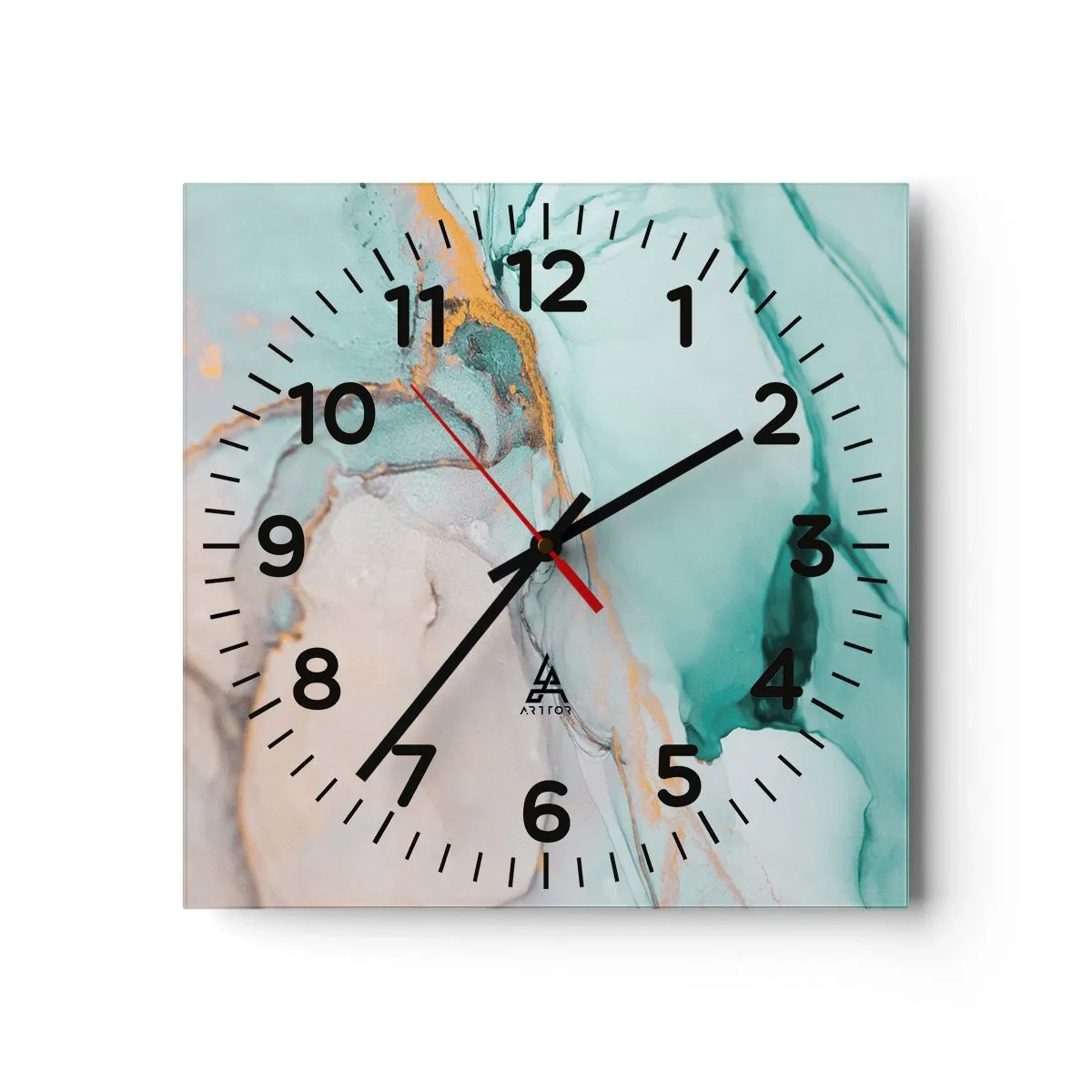 Relógio de parede - Relógio em vidro - Dança das formas e cores - 40x40 cm