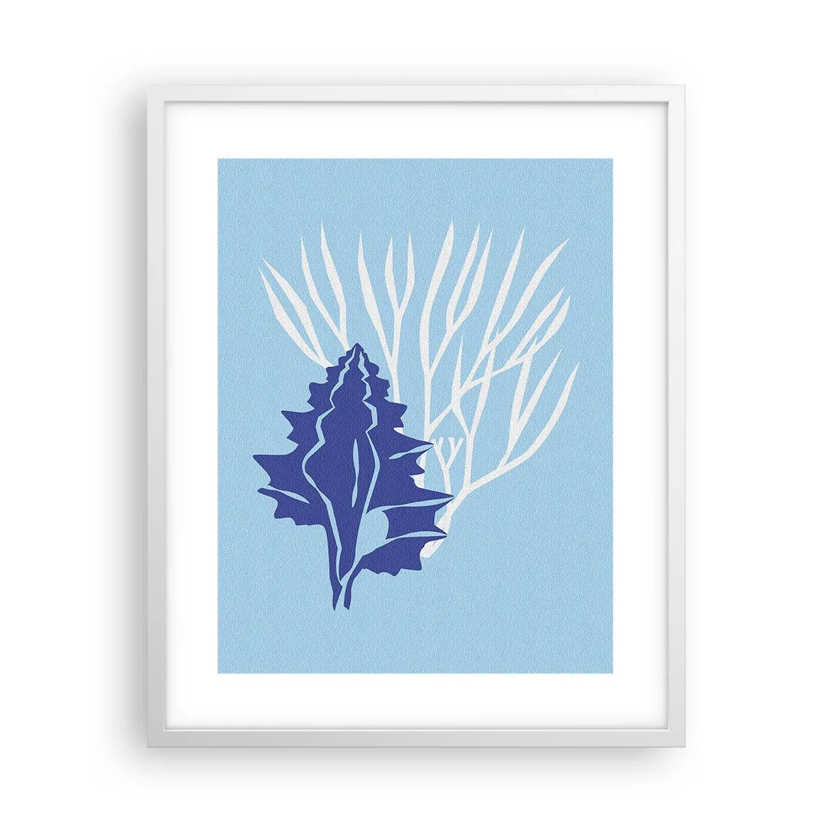 Pôster em moldura branca - Formas folhosas - 40x50 cm