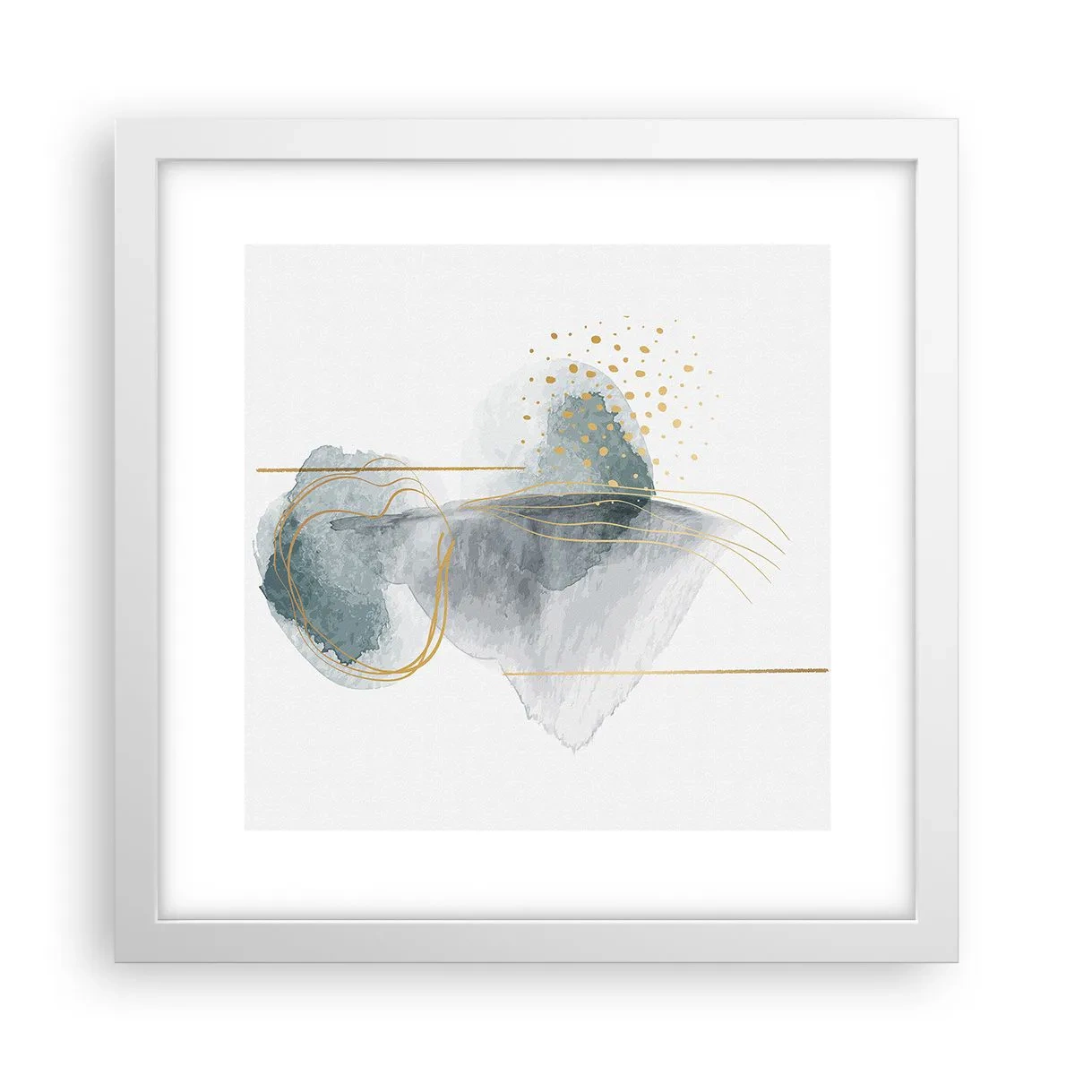 Pôster em moldura branca - Sobre a relação entre o cinza e o dourado - 30x30 cm