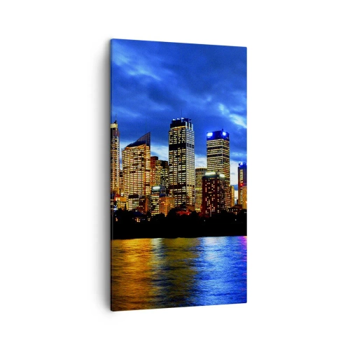 Quadro em tela - Uma noite de luzes e cores - 45x80 cm