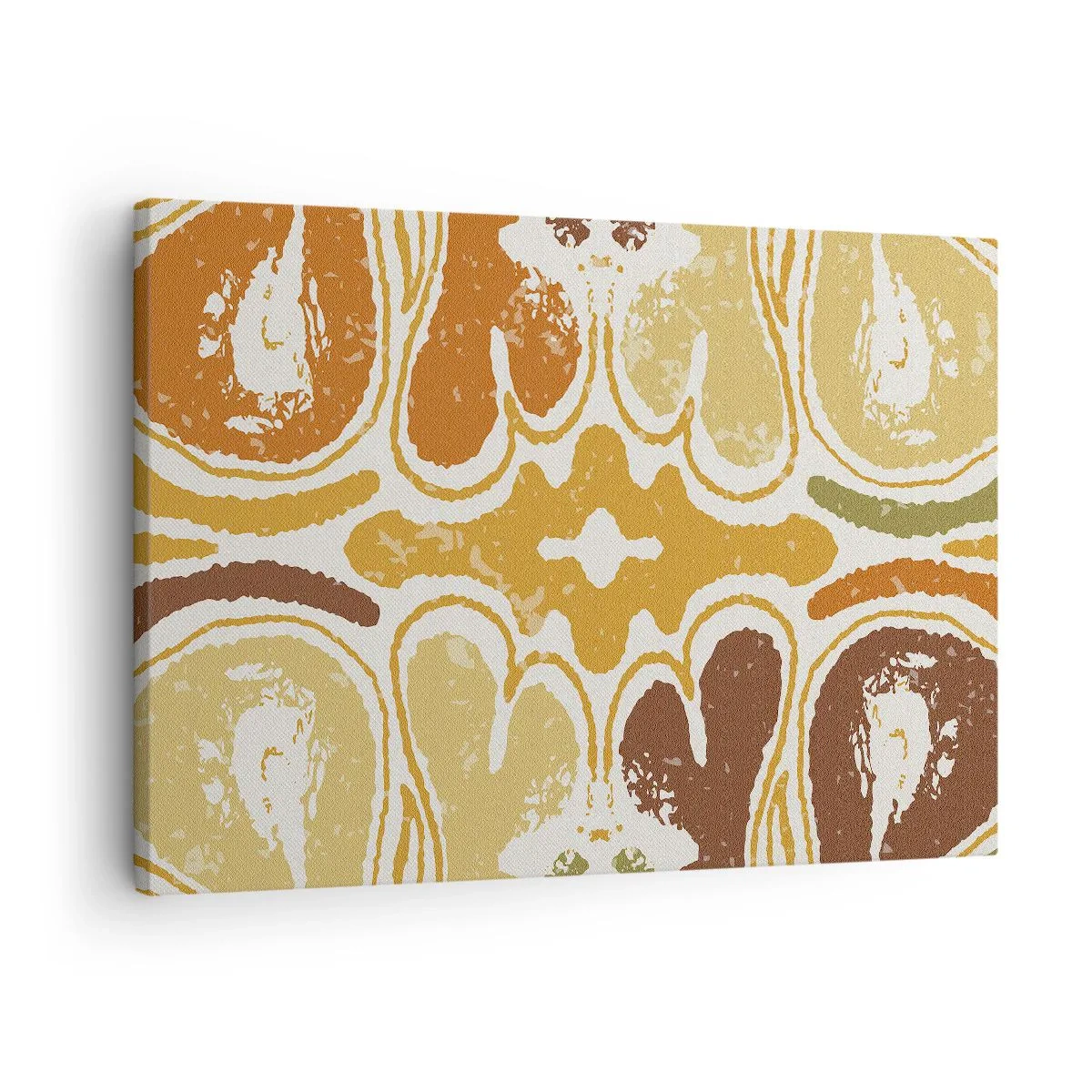 Quadro em tela - Padrões abstratos quentes em tons de amarelo e marrom - 70x50cm - Abstração sentimental - Decoração de parede moderna para a sala de estar e quarto ARTTOR