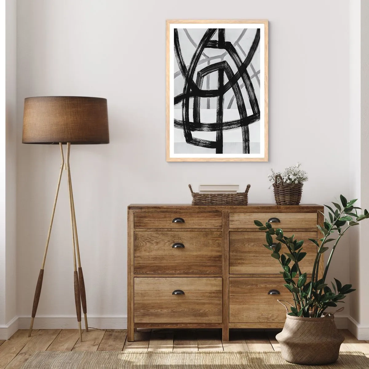 Pôster com moldura de carvalho claro - Profundidade de construção - 70x100 cm