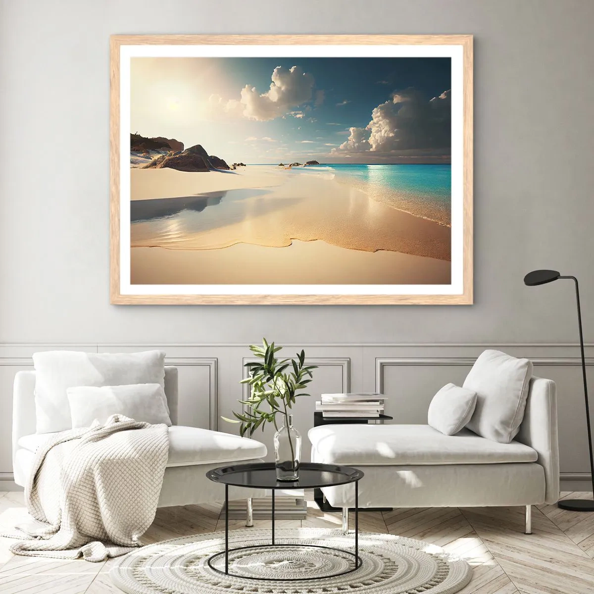 Pôster com moldura de carvalho claro - Um dia de sonho - 100x70 cm