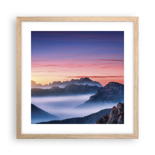 Pôster com moldura de carvalho claro - Acima dos vales - 40x40 cm