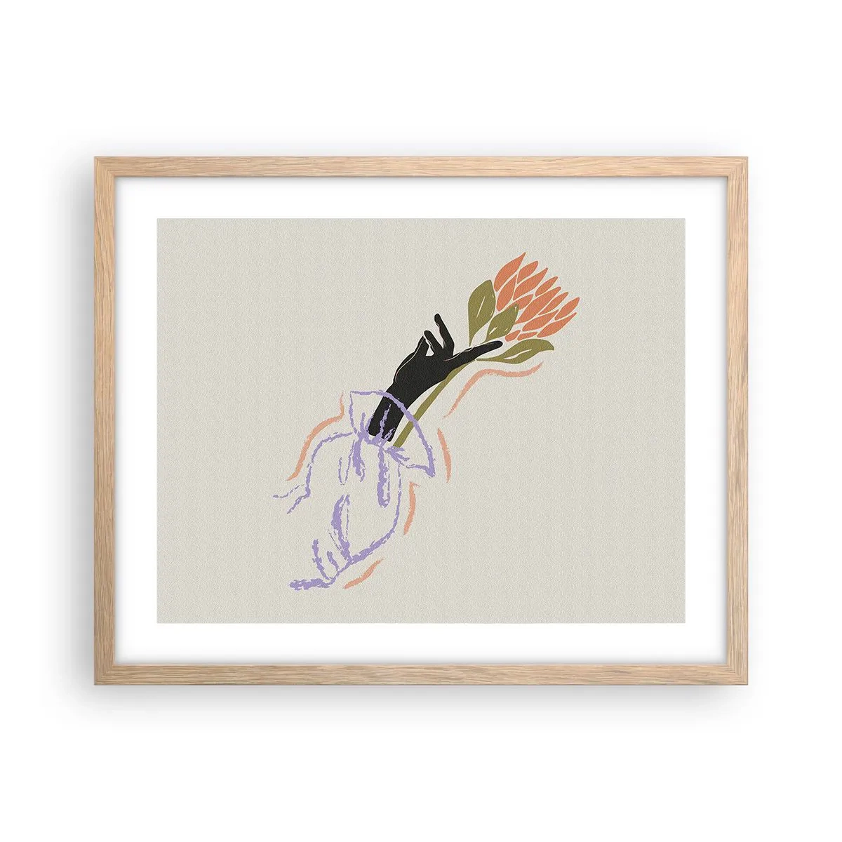 Pôster com moldura de carvalho claro - Toque fraterno - 50x40 cm