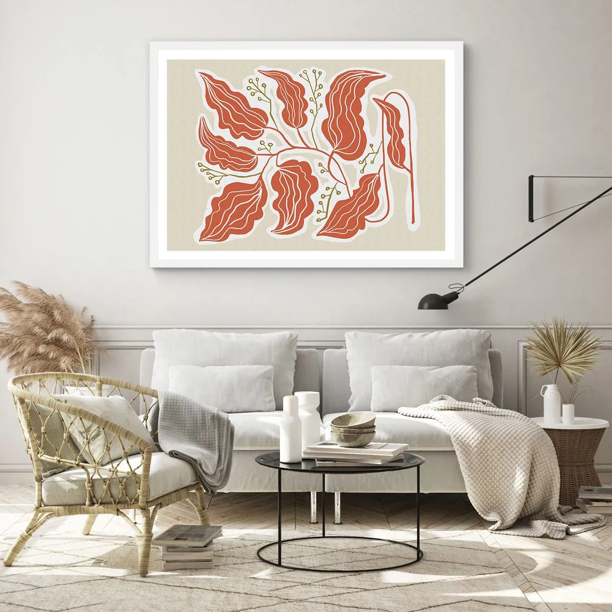 Pôster em moldura branca - Folclórico e coral - 100x70 cm
