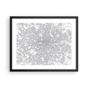 Pôster com moldura preta - Mapa do labirinto de Londres - 50x40 cm