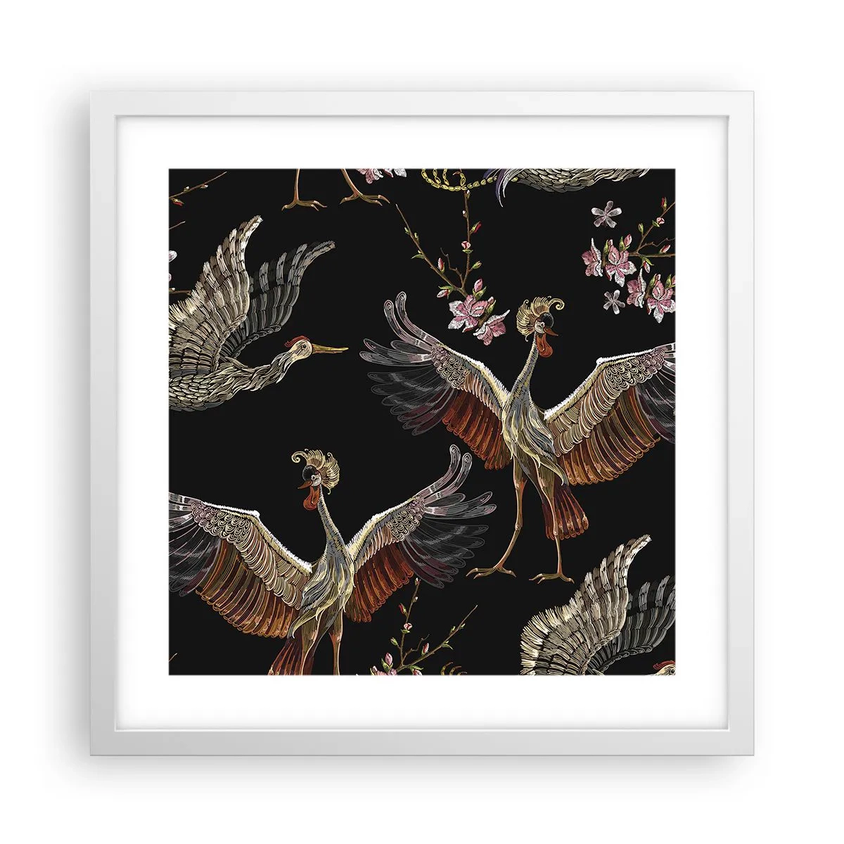 Pôster em moldura branca - O pássaro de conto de fadas - 40x40 cm