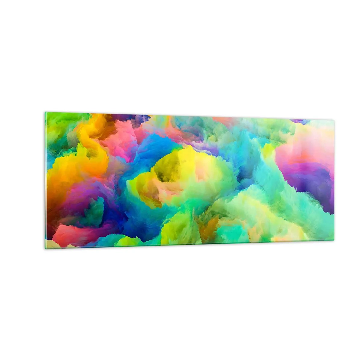 Quadro em vidro - Penugem arco-íris - 100x40 cm
