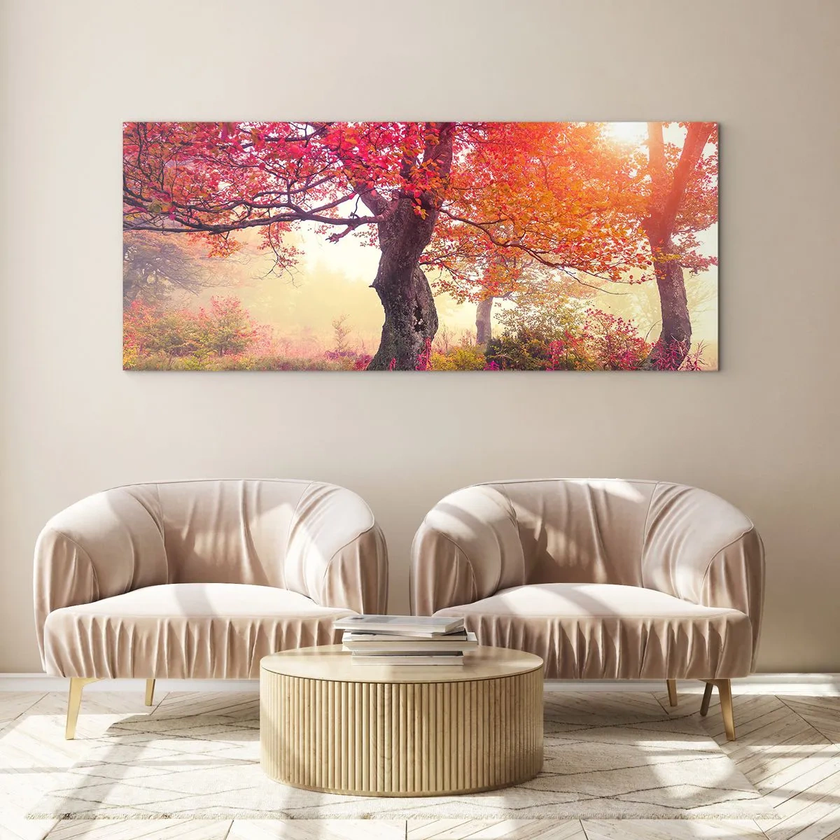 Quadro em vidro - Um frenesi de florescimento - 140x50 cm