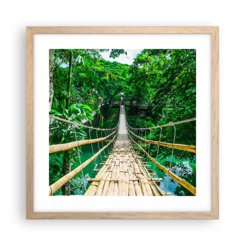 Pôster com moldura de carvalho claro - Ponte de macacos sobre a vegetação - 40x40 cm