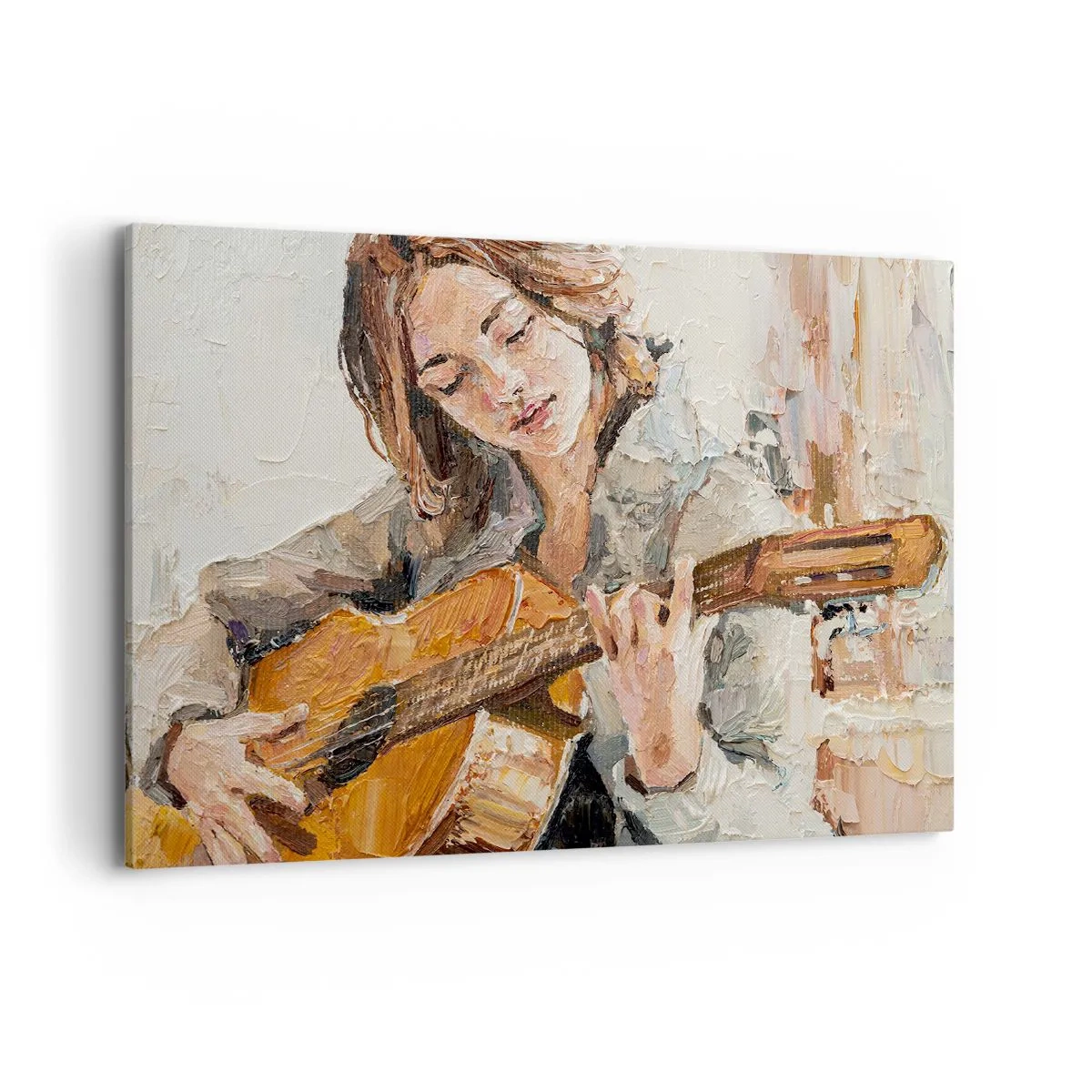 Quadro em tela - Concerto de violão e coração de rapariga - 100x70 cm