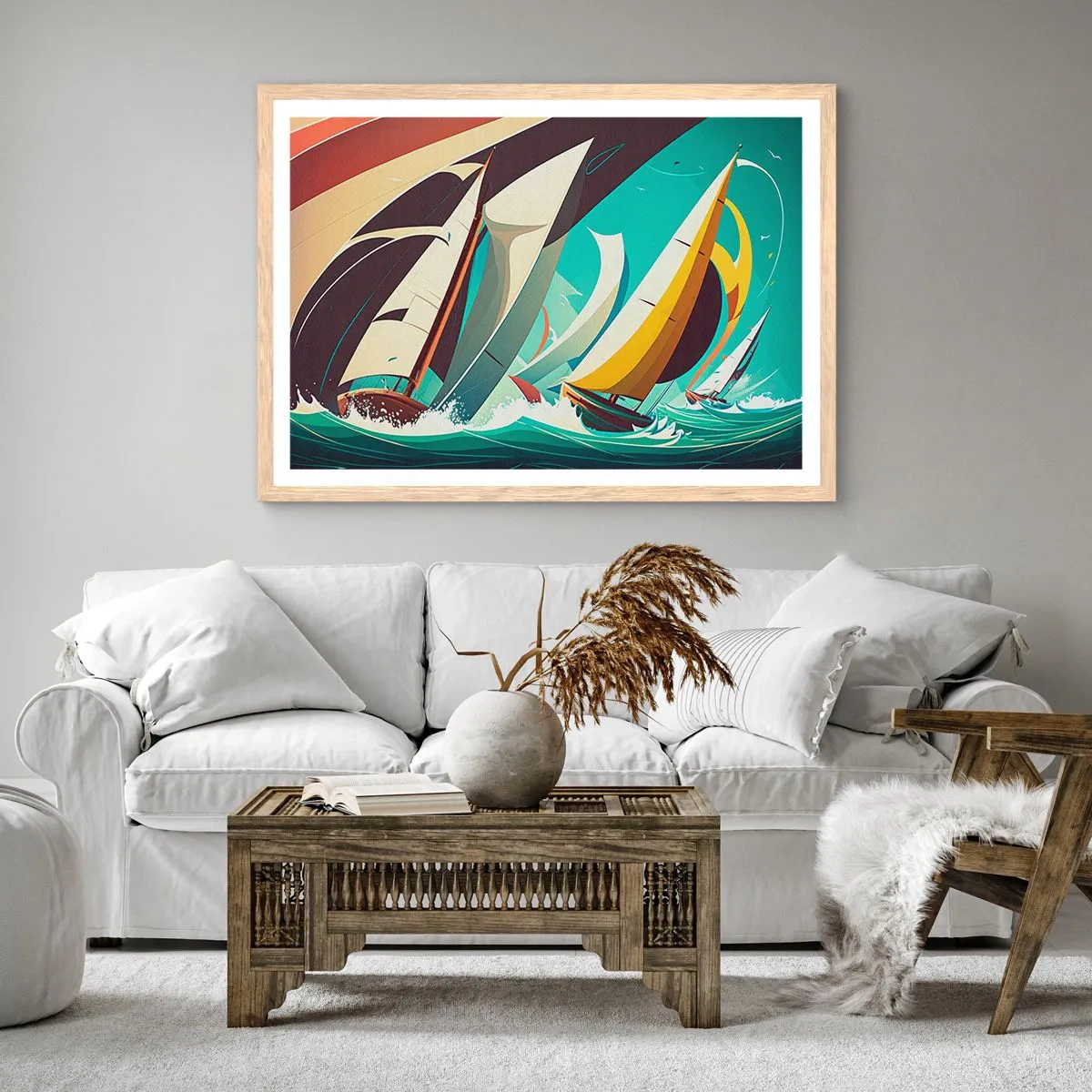 Pôster com moldura de carvalho claro - Boa sorte com os elementos - 91x61 cm