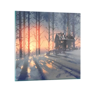Quadro em vidro - Somente o sol espreita aqui - 70x70 cm